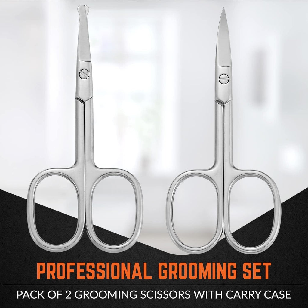 Stainless Steel Grooming Scissors for Unisex, Facial Hair Trimming Set, 2 Piece - Image 4
