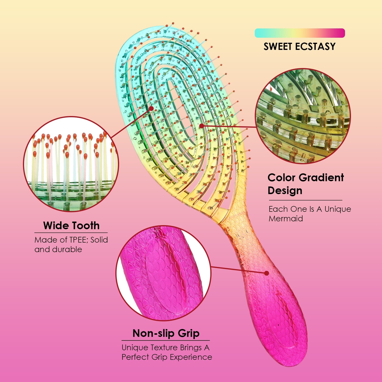 Hair for Wet or Dry Hair, Vented Design and Ultra Soft-Nylon Detangler Hair for All Hair Types, Colorful Wet Hair for... - Image 5