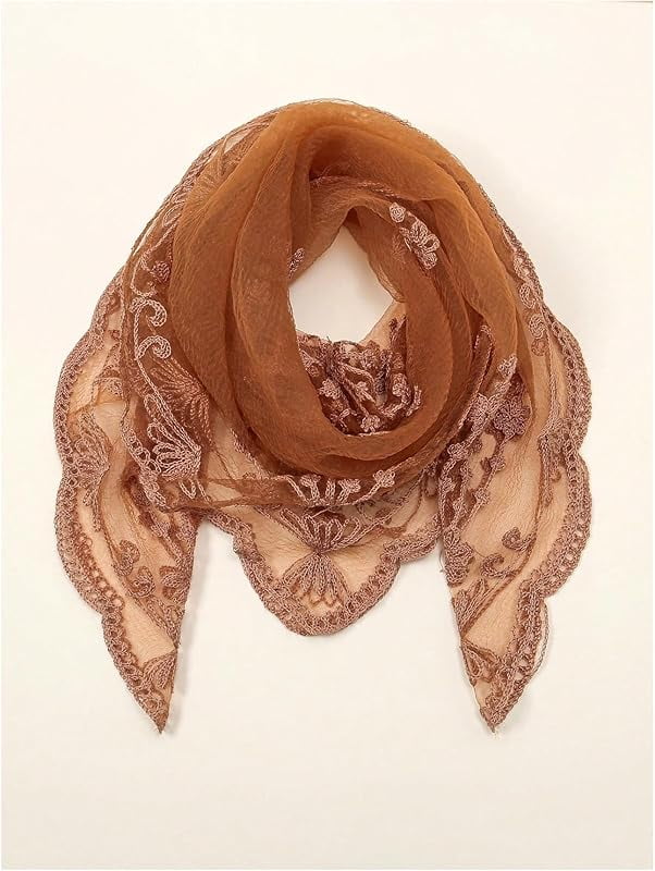 Women's Flower Embroidery Hair Scarf Headband Sheer Lace Hair Bandana - Image 2