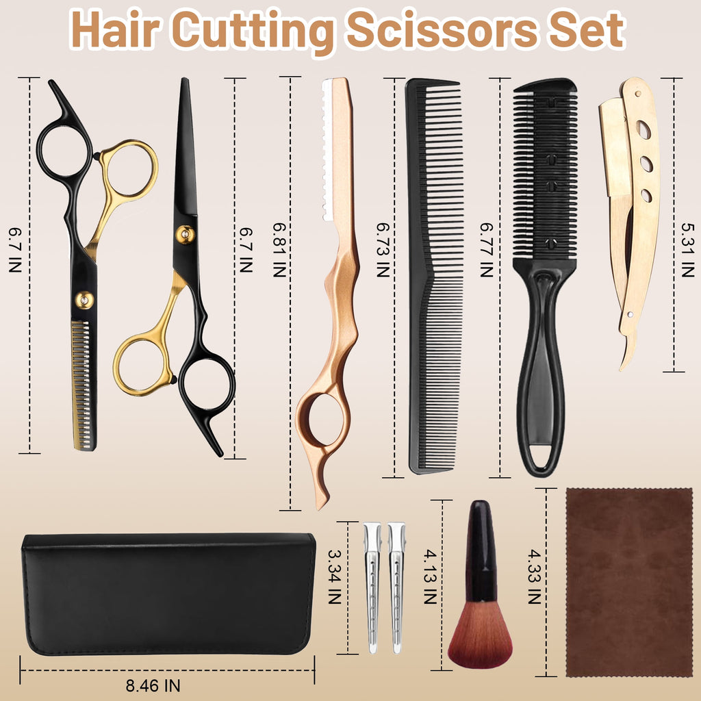 cyrico Scissors, 10 PCS Professional dressing Scissors Set for Men and Women, Multifunctional Stainless Steel Thinnin... - Image 3
