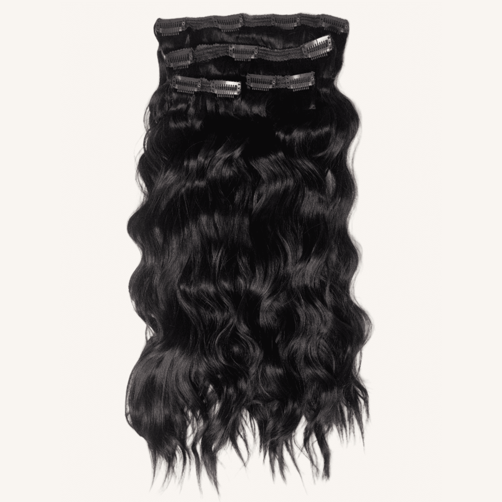 Wave Clip-In Hair Extensions for Women, 20 inch, dark brown - Image 3
