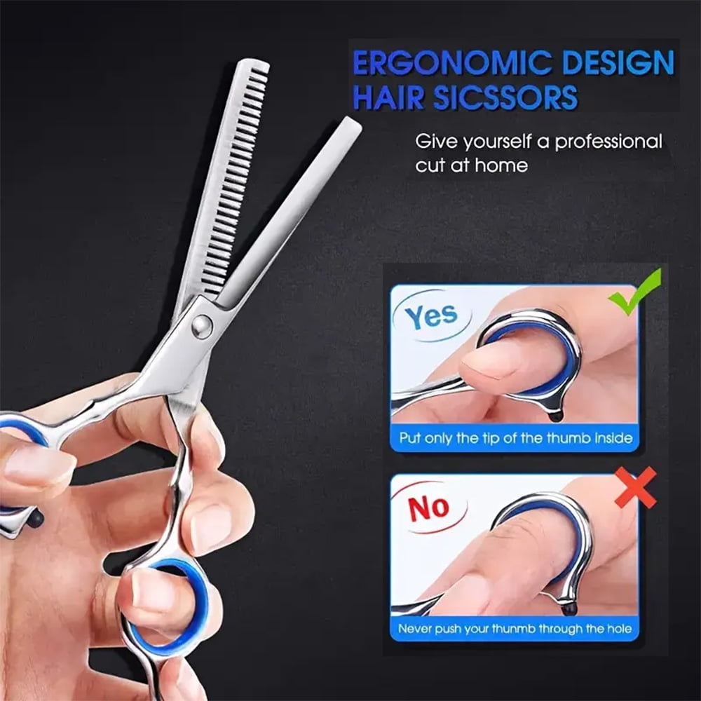 BYXAS 6 Inch 2 PCS Hair Cutting Shears Set with Large Finger Holes, Professional Barber Stylist Texturizing Shears, Salon Hair Cutting Sciss - Image 3