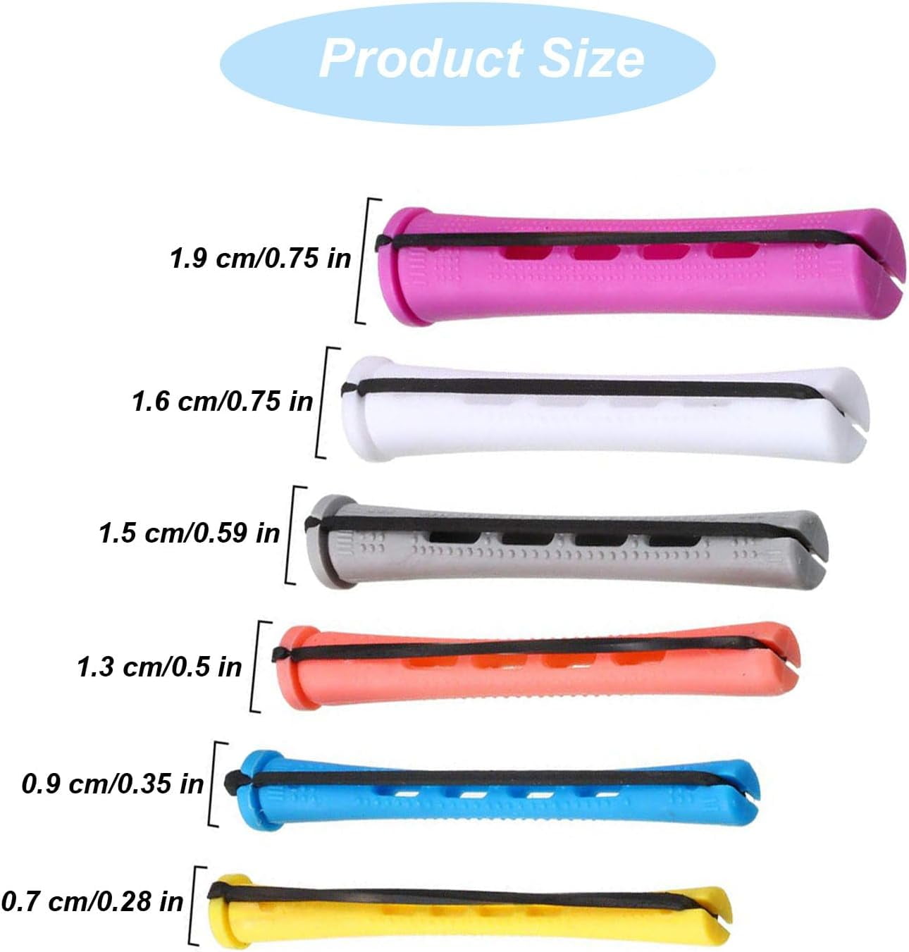 60 Pcs Hair Perm Rods Set Short Plastic Perming Rods Cold Wave Rods, 6 Sizes Hair Curling Rollers Hairdressing Tools ... - Image 2