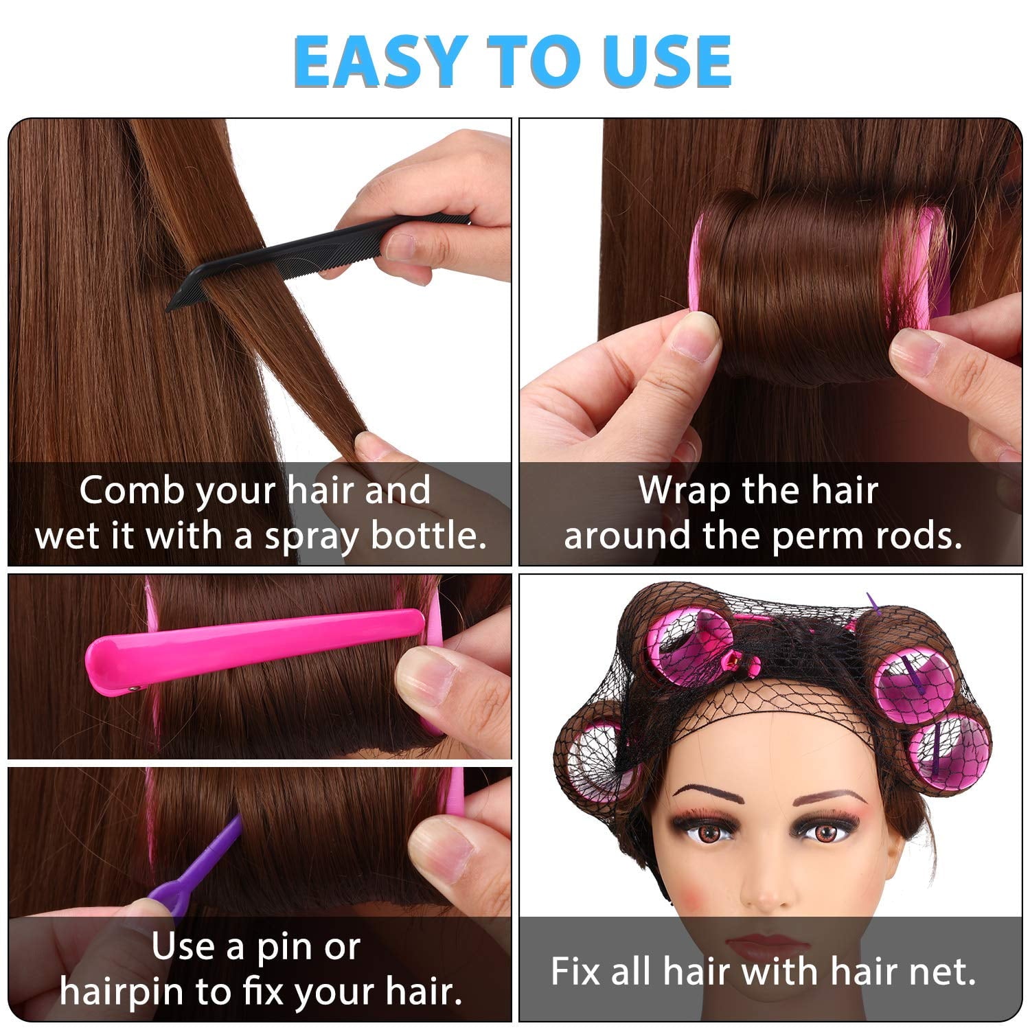 60pcs/set Rollers Curly Tools With Pin Net Clips Non Slip Clips Styling Accessories For Women And Girls - Image 4