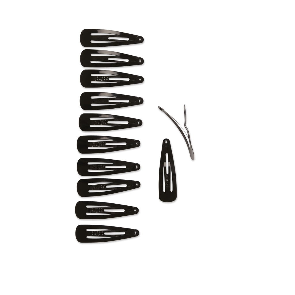 Metal Snap Clip Hair Barrettes, Black, 12 Count - Image 6