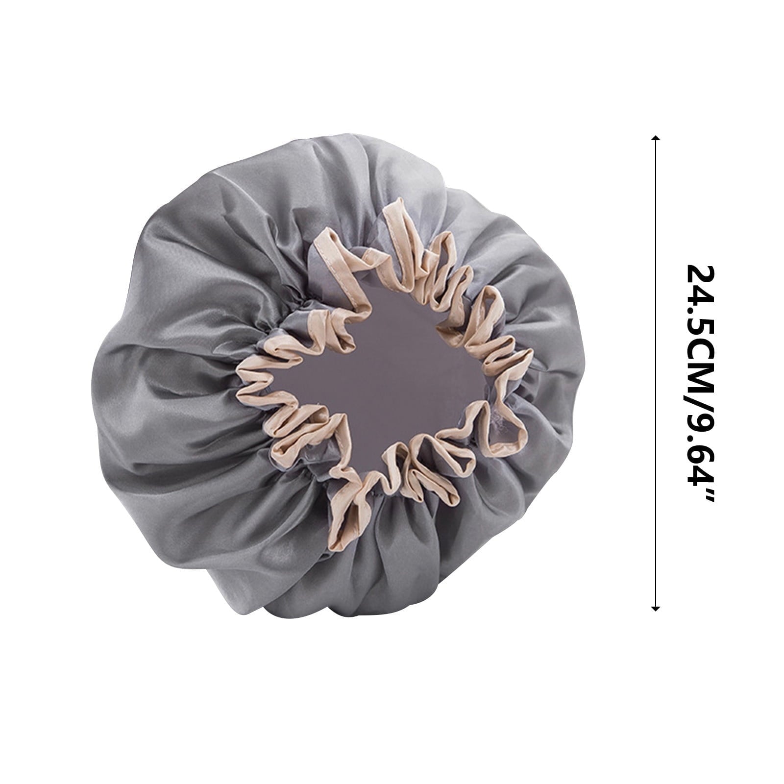 Reusable Shower Cap for Women, Large Waterproof Shower Essentials Bonnet Washable Elastic Band Bath Hair Wrap Hat for Long Hair, Braids(Gray - Image 3