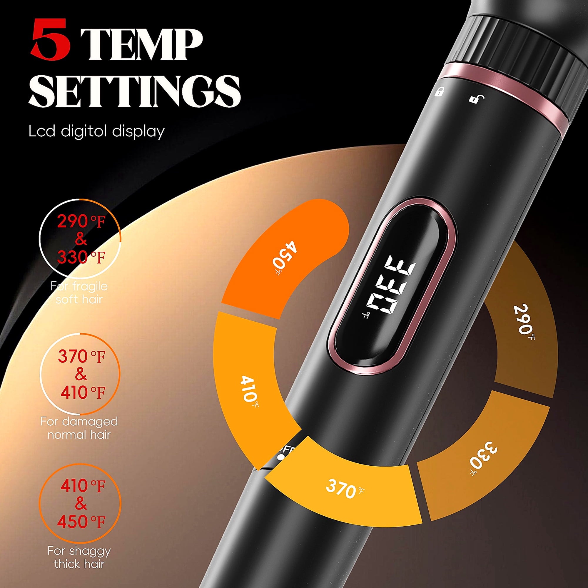 Curling Iron, Hair Curler Wand, Flat Iron, Hair Straightener, Hair Dryer Brush, Round Brush Hair Dryer, Dual Voltage - Image 3