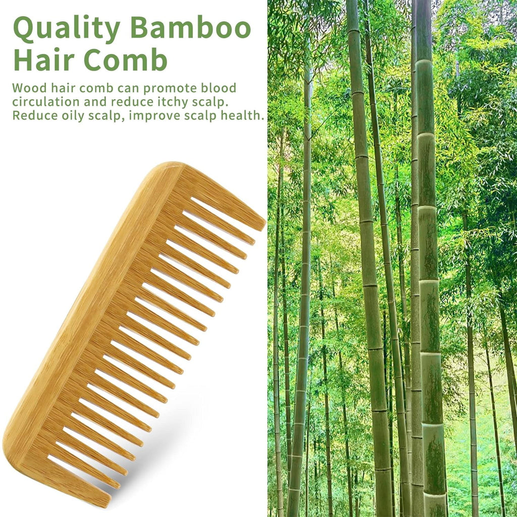 Bamboo Wooden Hair Comb for Women and Men - Eco Friendly Wide Tooth Comb Detangling Curly Hair and Beard Comb For Men... - Image 2