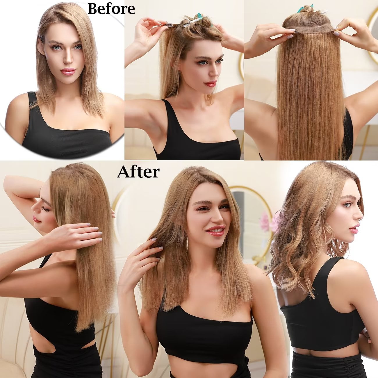 in Hair Extensions 100% Real Remy Human Hair Full Head Straight Balayage Hair 8-24 inch - Image 2