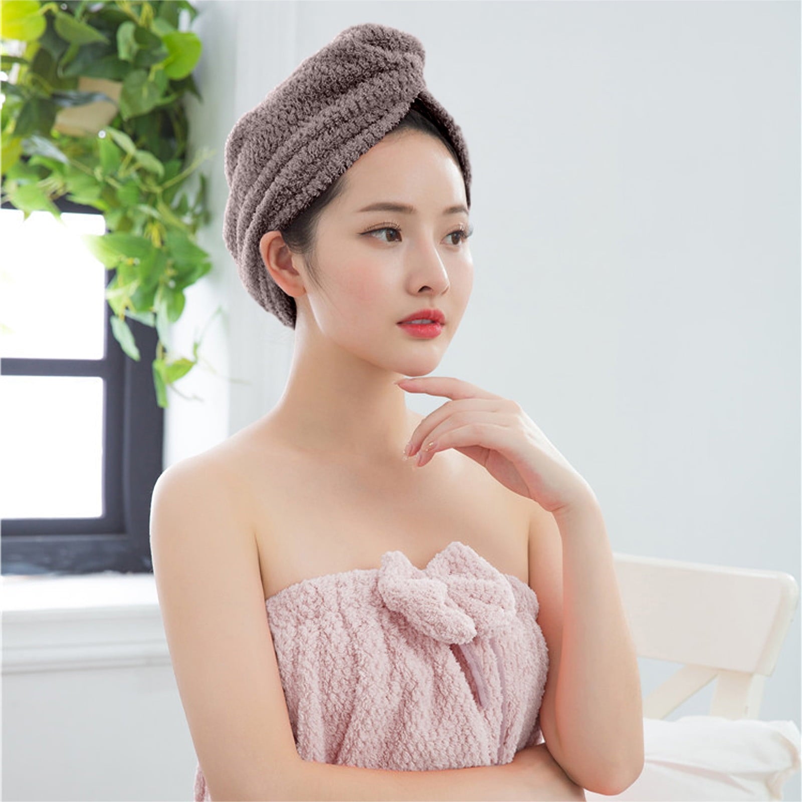 Microfiber Hair Towel Wrap for Women | Absorbent Quick Dry Hair Turban for Curly, Thick & Long Hair | Includes 1 Towel in Pink, Purple, Gree - Image 5