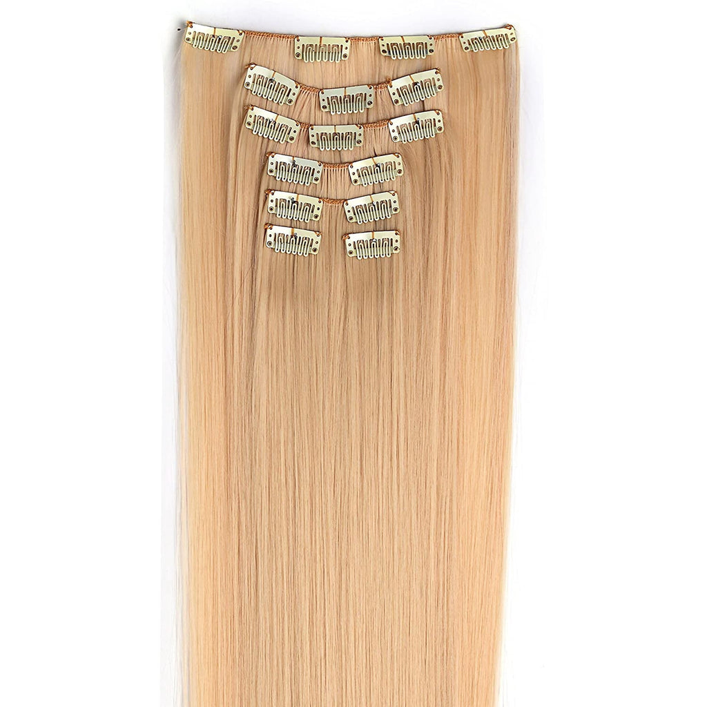Onedor24" Straight Synthetic Clip in Hair Extensions. 7 individual pieces for multiple styles.140g (613#-Pre Bleach Blonde) - Image 2