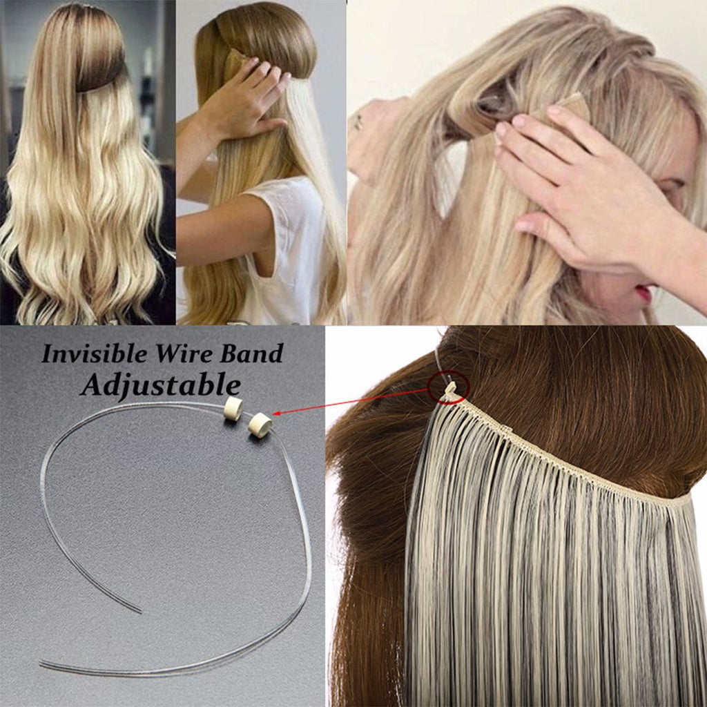 Extensions Secret Hidden Wire in One Piece Real Long Thick Synthetic 100% Natural Straight Curly Headband Extensions ... - Image 6