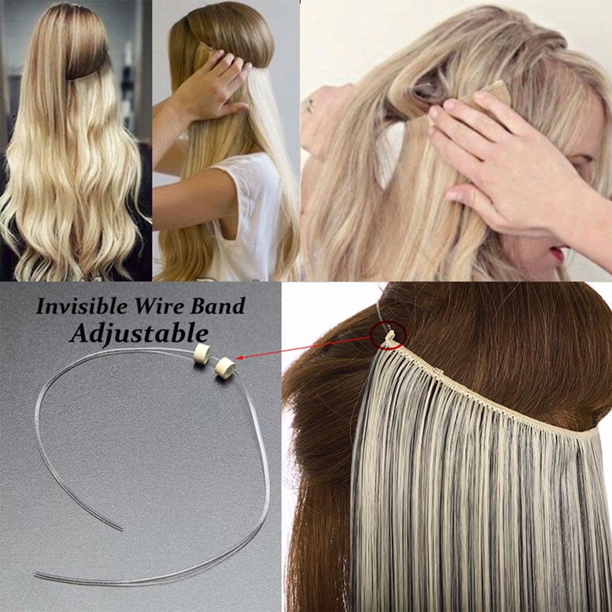 Extensions Secret Hidden Wire in One Piece Real Long Thick Synthetic 100% Natural Straight Curly Headband Extensions ... - Image 6