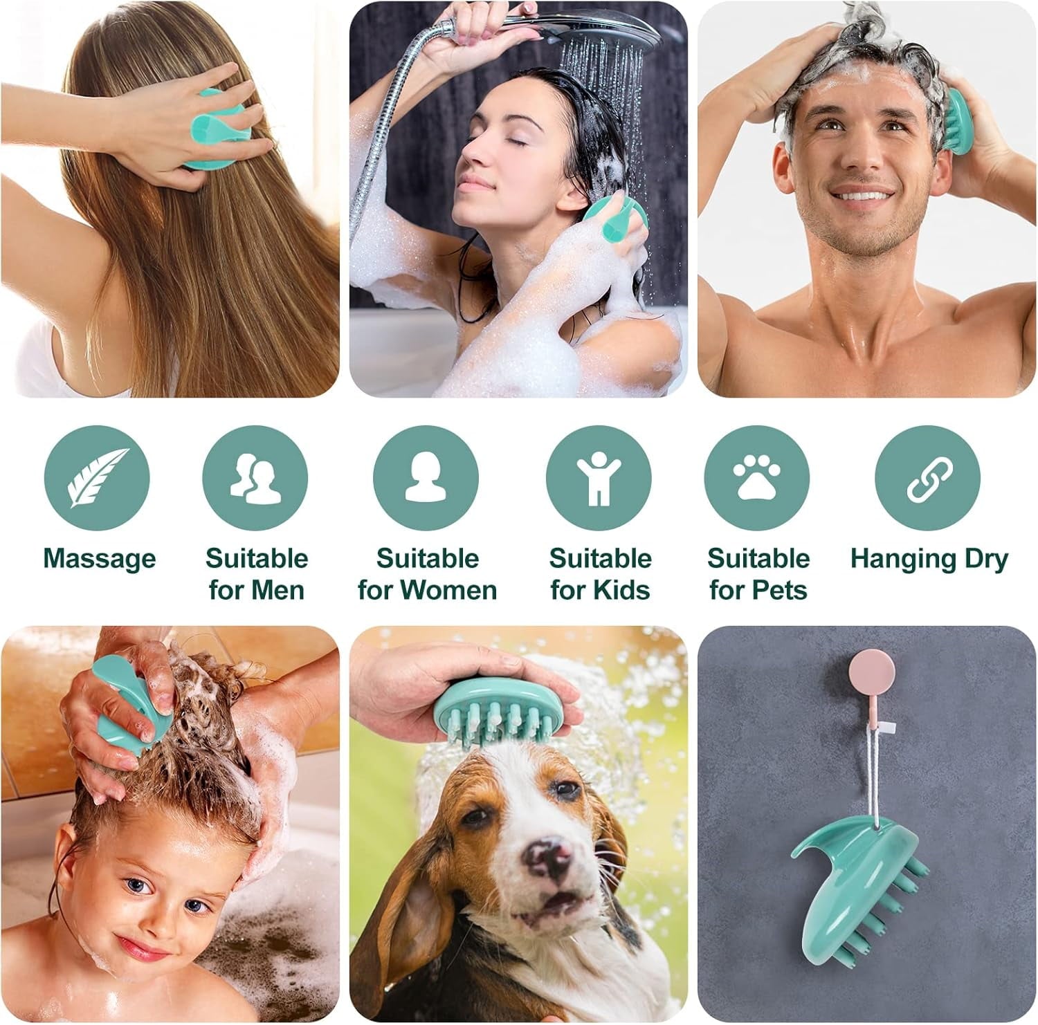 Hair Shampoo Brush with Soft Silicone Head Massager for Cleansing & Dandruff Removal - Image 2