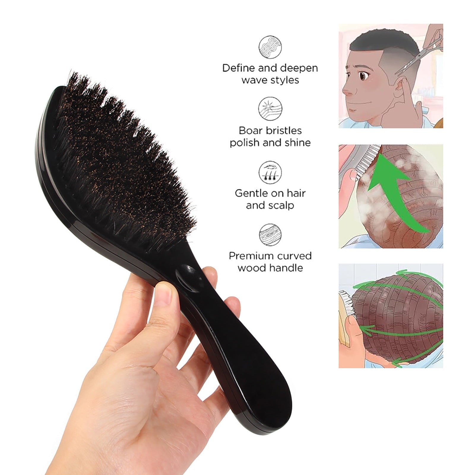 TUITOONM Men's Beard Brush Bristle Oil Hair Brush Africans Curling Comb Hair Styling Hair Brush Made With Reinforced Boar And Nylon Bristles - Image 6