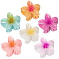 6 Pack Flower Hair Claw Clips for Women, Hawaiian Plumeria Hair Clips, Cute Tropical Beach Hair Accessories