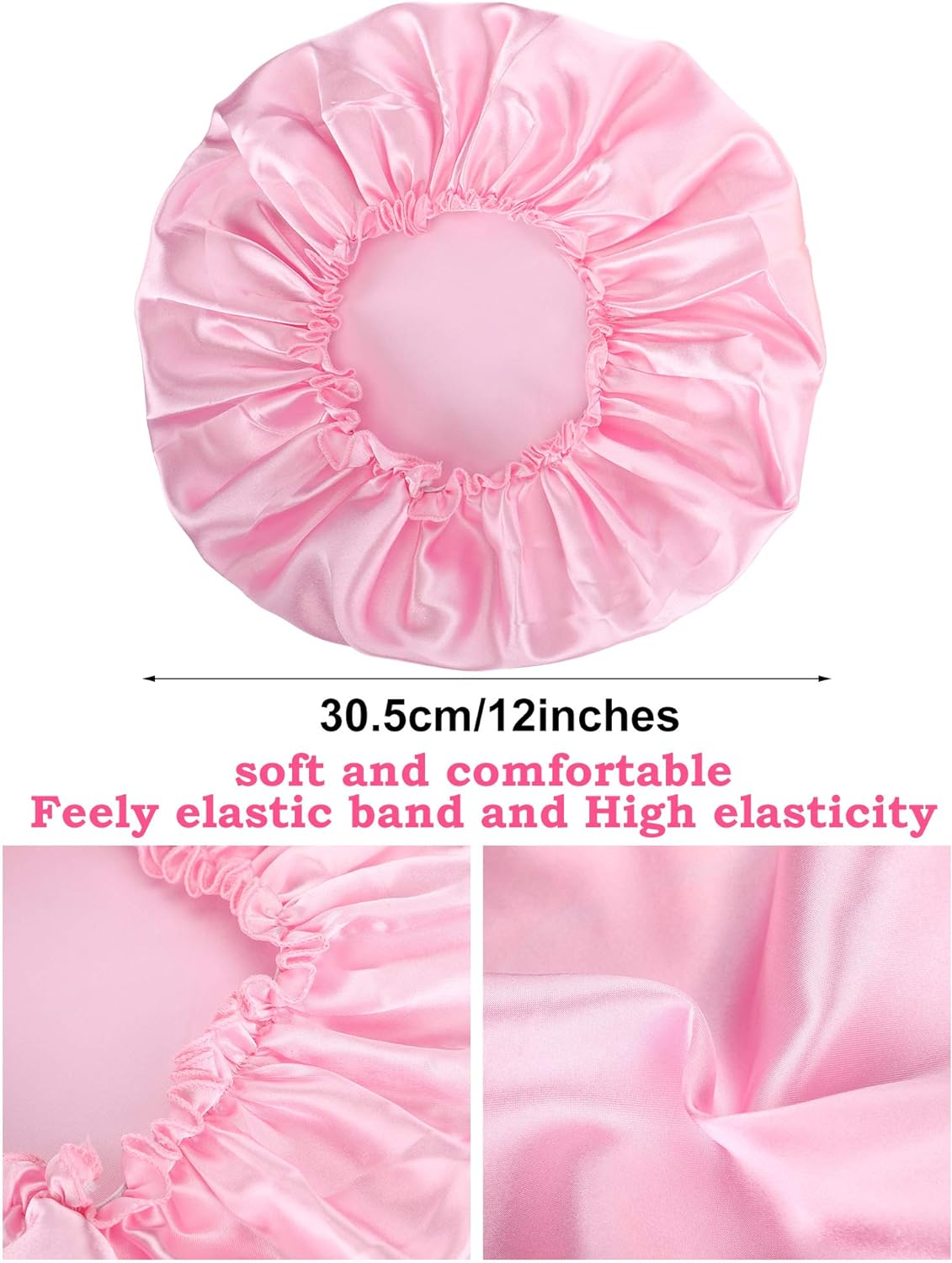 6 Pieces Sleep Cap Satin Bonnet Sleeping Hat Soft Elastic Night Hair Cover for Women Girls - Image 4