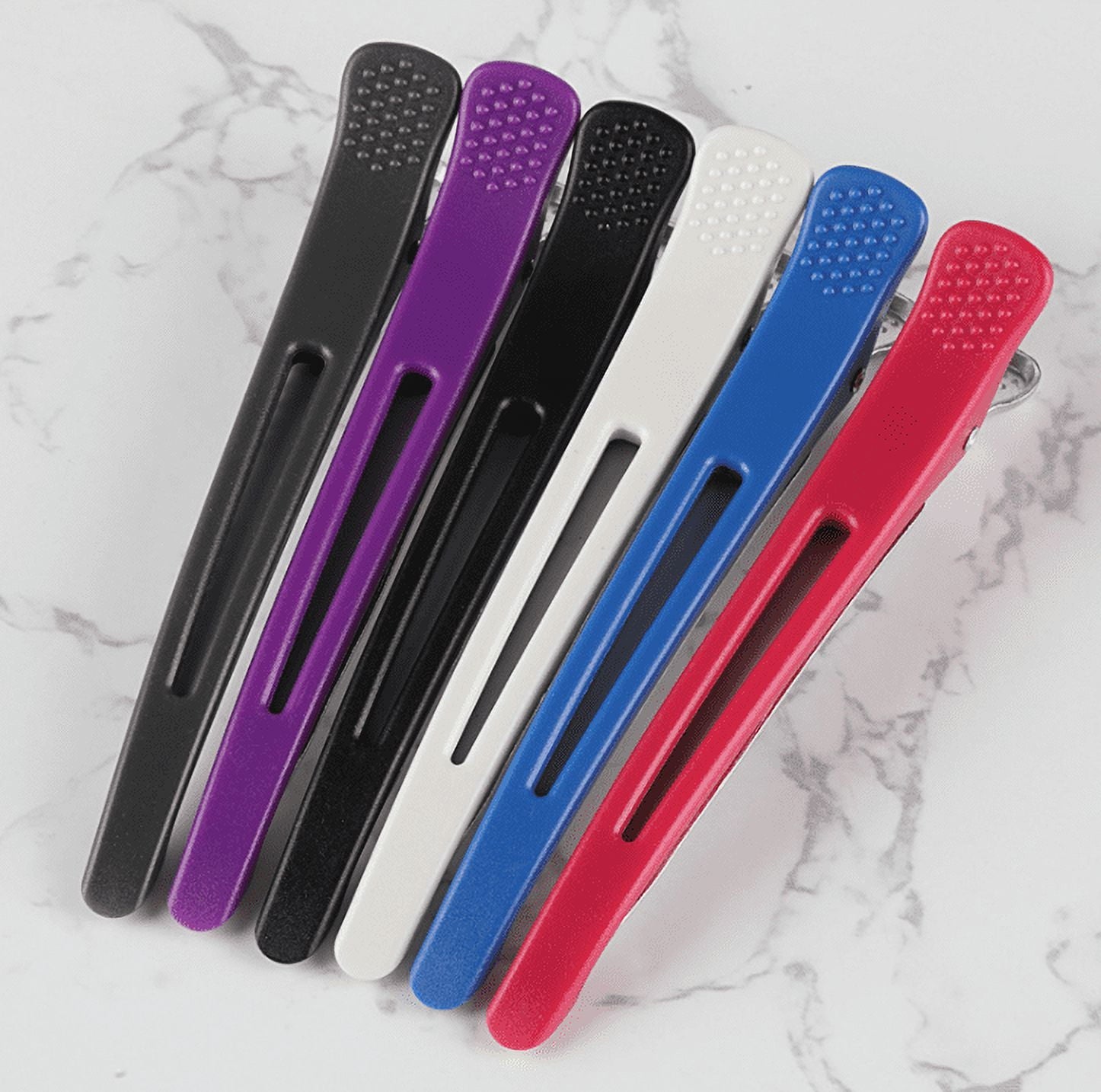 6pcs Professional Hair Clips for Styling Sectioning, Non Slip No-Trace Duck Billed Hair Clips with Silicone Band, Sal... - Image 2