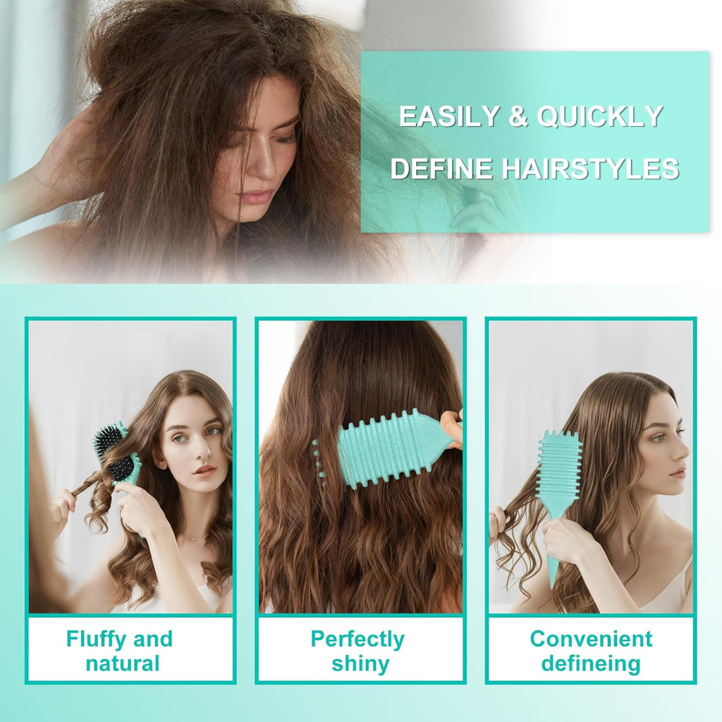 Curly Hair Brush, Curl Defining Brushes, Styling Brush for Curly Hair, Shaping and Defining Curls Brushes for Women (Green) - Image 3