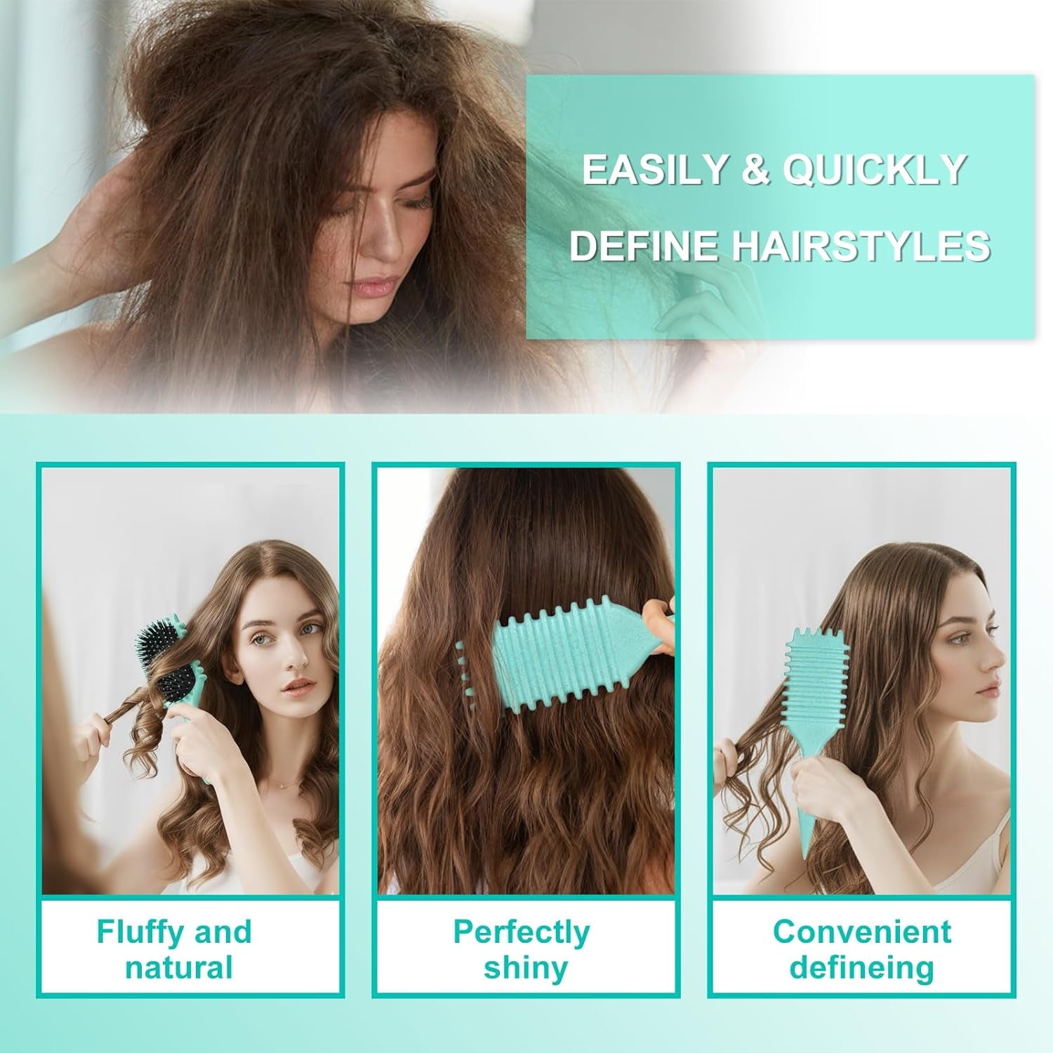 Curly Hair Brush, Curl Defining Brushes, Styling Brush for Curly Hair, Shaping and Defining Curls Brushes for Women (Green) - Image 3