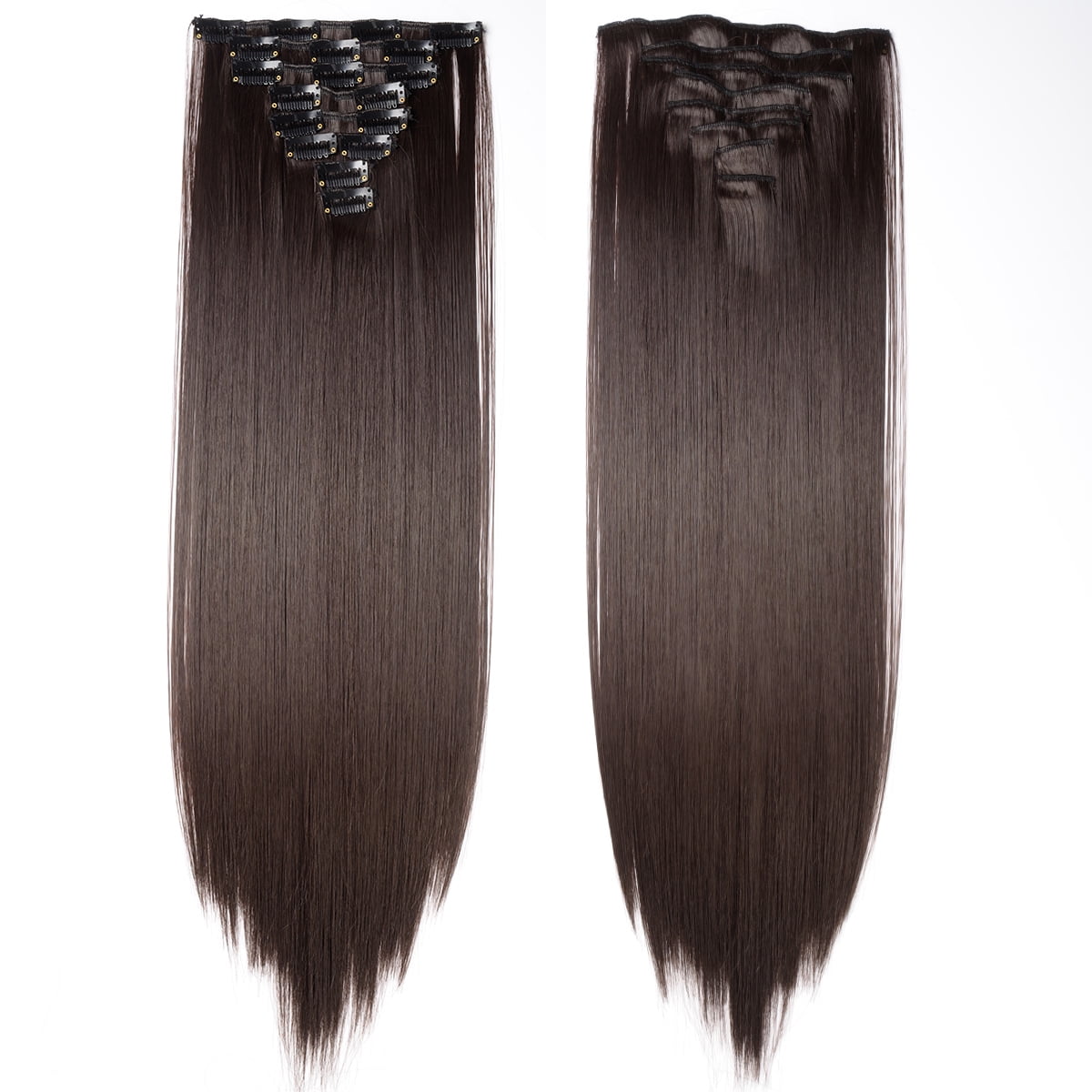 SEGO Clip in Hair Extensions Straight Full Head Real Hair 8 Hair Pieces 18 Clips For Women Hollywood Hair Accessory Blonde/Golden/Red/Purple - Image 2