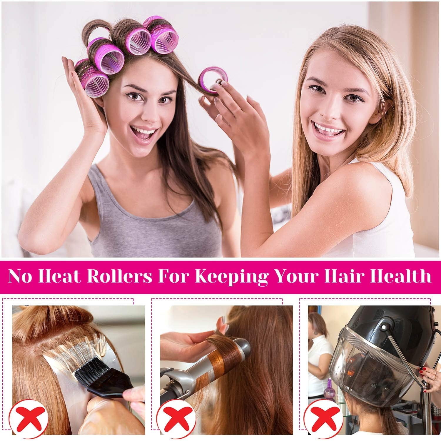 Casewin Plastic Hair Curlers Rollers, 12Pcs Large Big Hair Roller Sets, Self Grip Hair Curlers Rollers for Long Medium Short Thick Fine Thin - Image 2