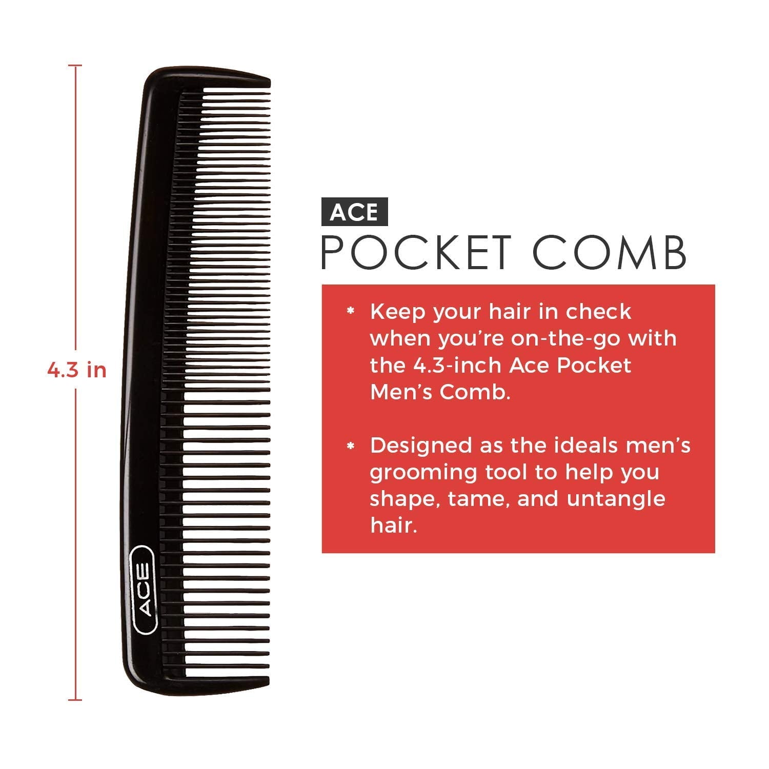 Ace Pocket Comb For Men [61586], 1 ea (Pack of 3) - Image 3