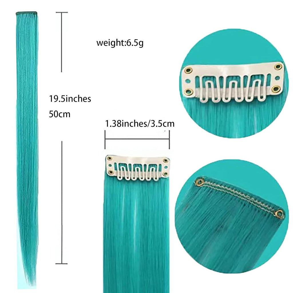 Hair Extension Clips 10pcs in Pure Red 20 Inch Straight Hair Synthetic Fiber Hairpieces for Party - Image 6