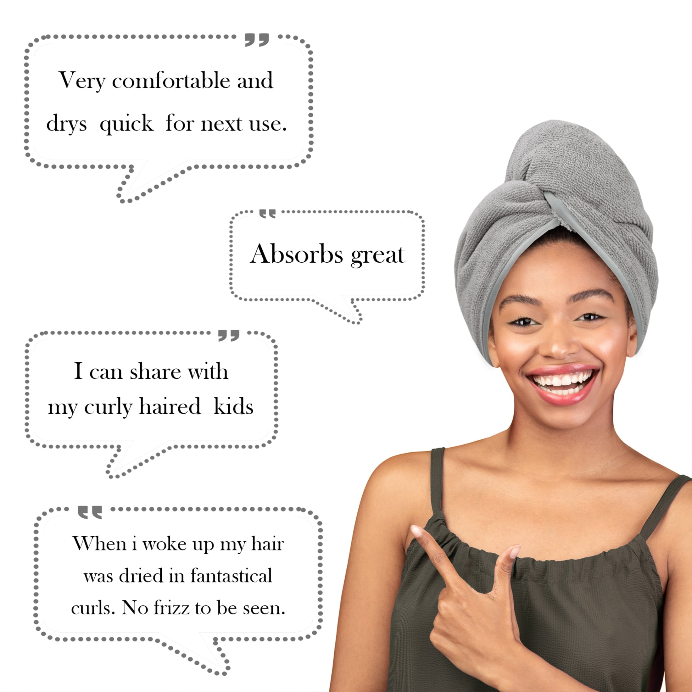 Towel Wrap Super Absorbent Quick Drying Curly Long Thick Head (Gray) - Image 4