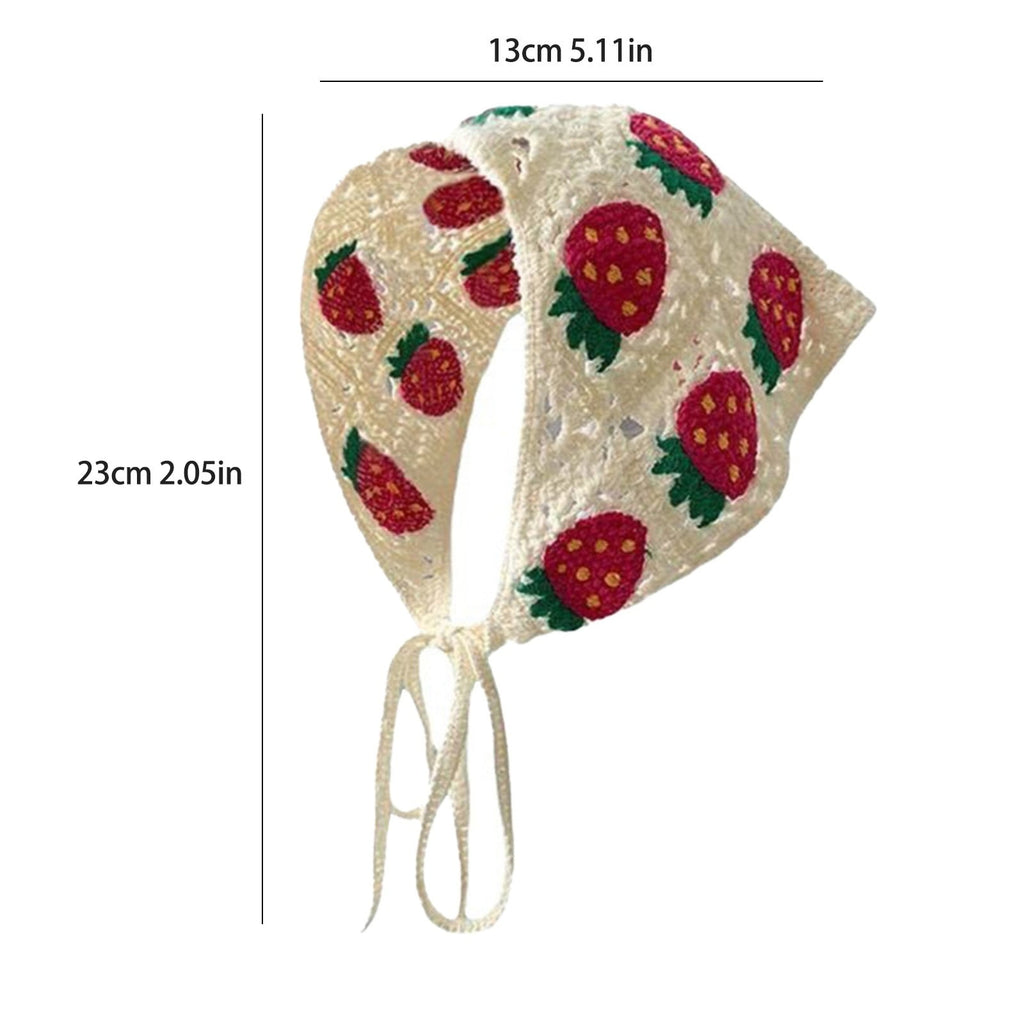 Women's Crochet Bandana Hair Scarf Aesthetic Accessories Knitted Head Kerchief Floral Headband Boho Style Headwrap Soft Handmade Hair Scarf - Image 3