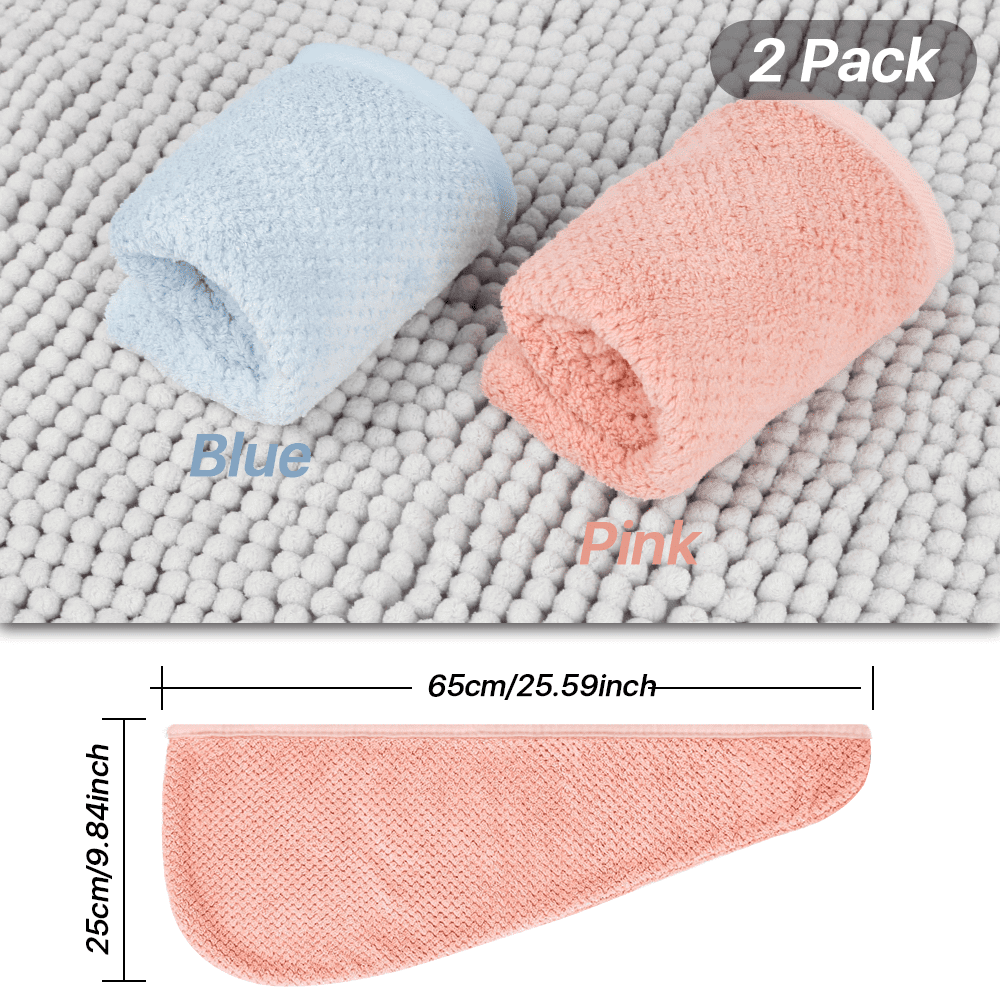 Towel Turban Wrap for Women 2 Pack Quick Dry Towels for (Blue+Pink) - Image 5