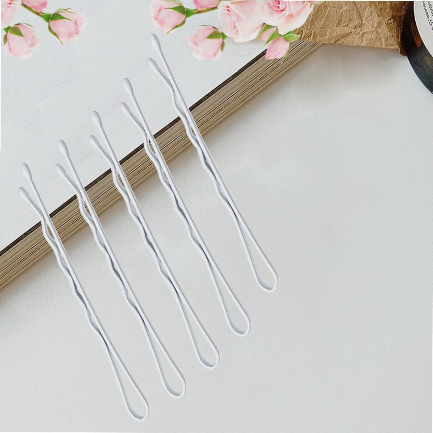 White Bobby Pins, 110 pcs Hair Pins Kit 100pcs White Hair Pins &10pcs White U-shaped Hair Pins with Box Hair Accessor... - Image 2
