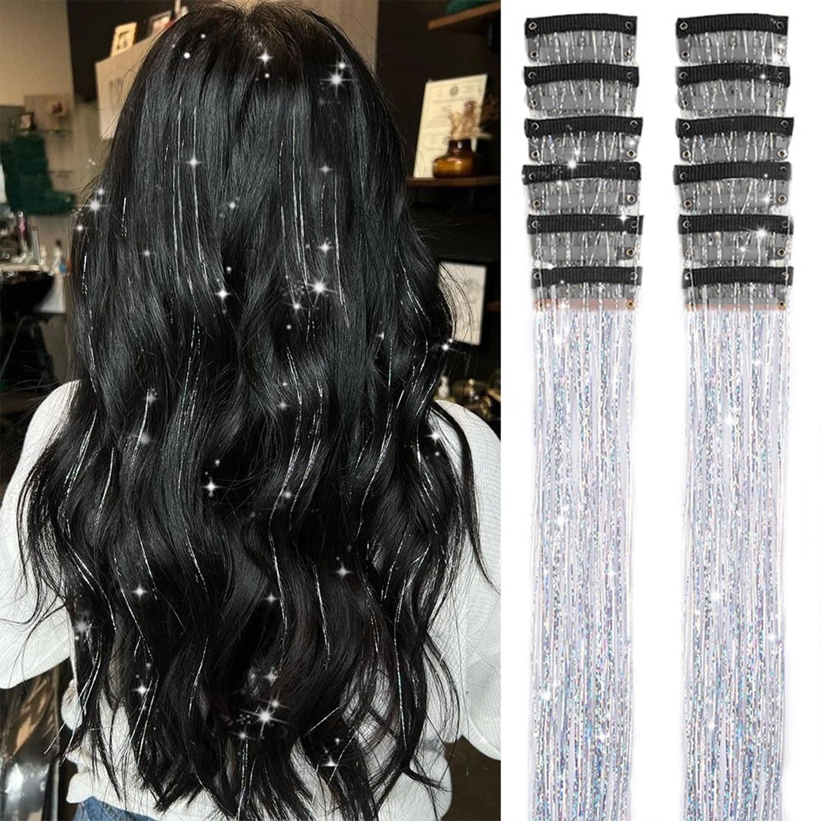 Clip In,Pack Of 12 Pcs Colorful Glitter Accessories, Accessories for Girls,20 Inch Clip In Fairy Accessories Party Ki... - Image 5
