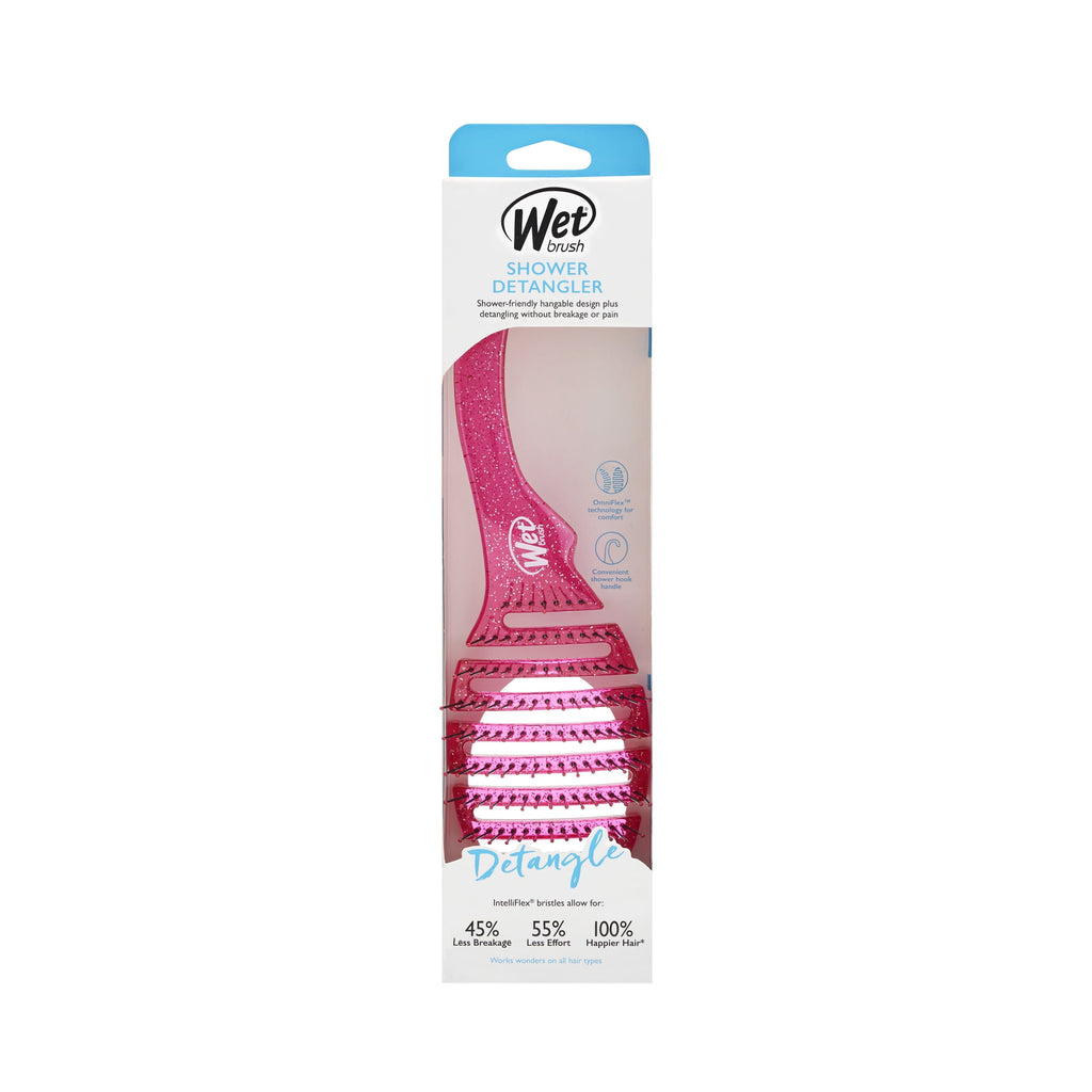 Wet Brush Hair Detangler, Pink Glitter, Soft Bristle Hair Brush for All Hair Types, 1 Ct - Image 2