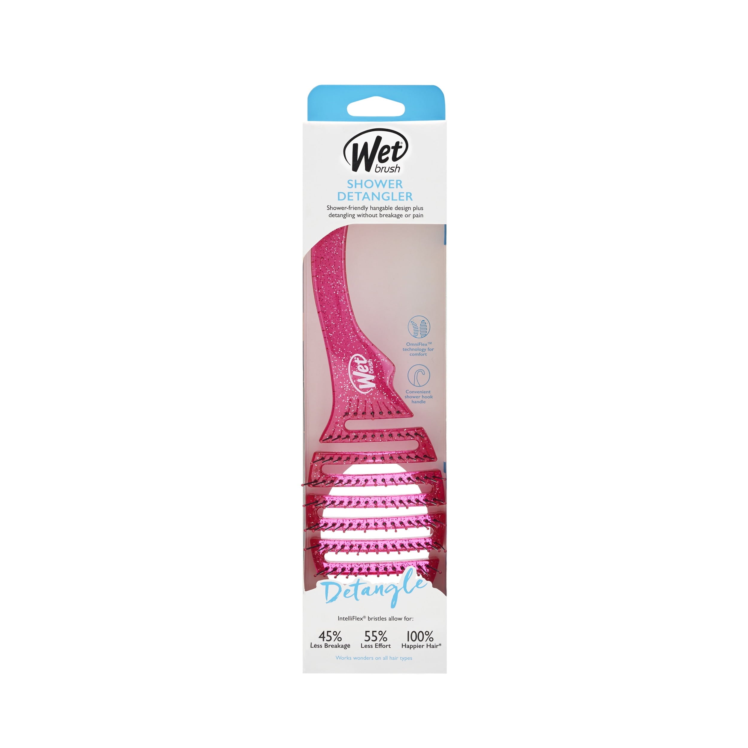 Wet Brush Hair Detangler, Pink Glitter, Soft Bristle Hair Brush for All Hair Types, 1 Ct - Image 2