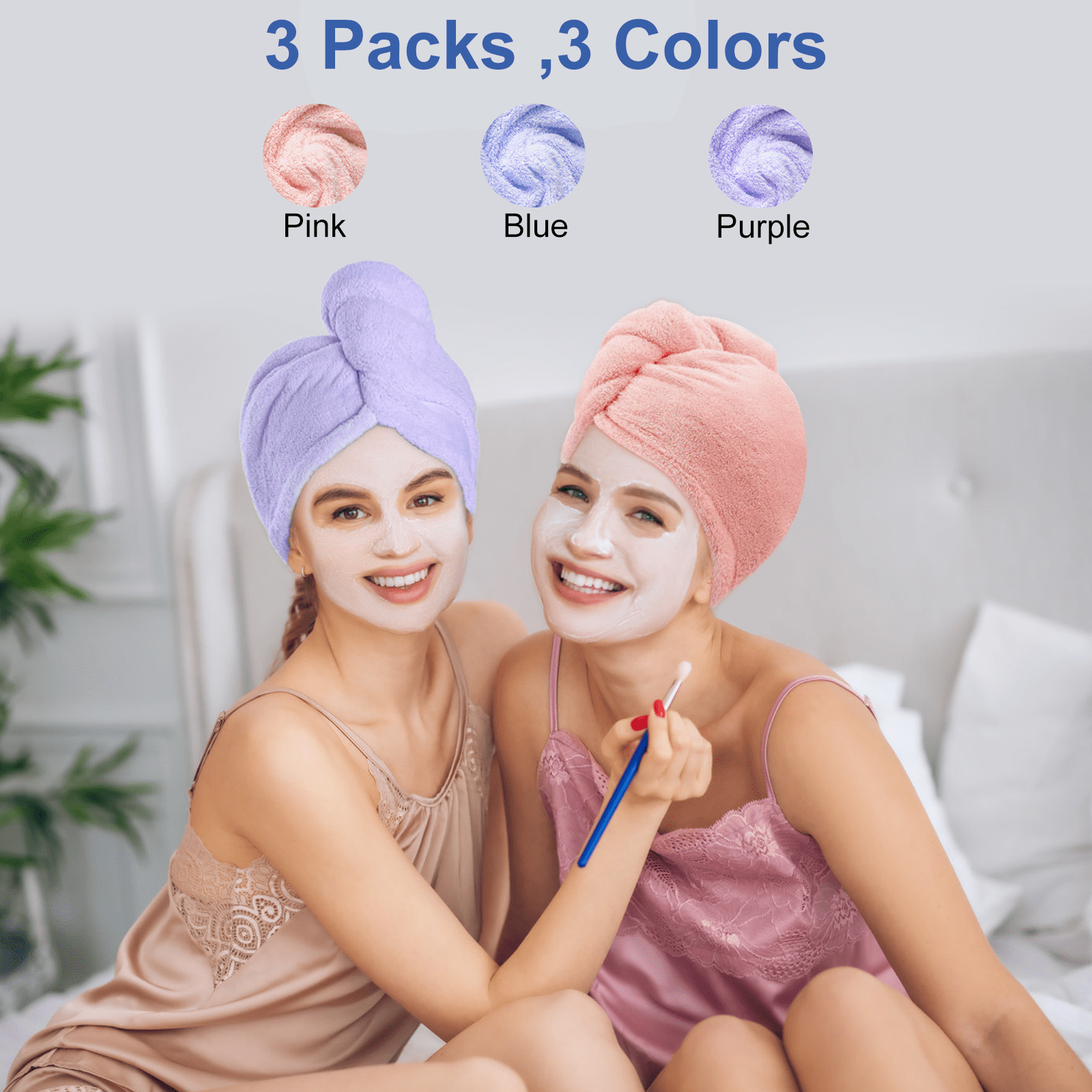 Towel Warp Turban for Women Curly Long Thick 3 Pack - Image 6