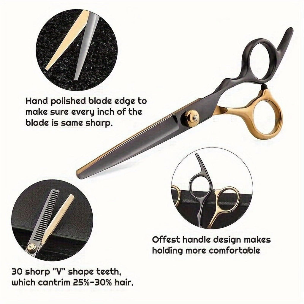 8 sets of professional hair cutting scissors, stainless steel hair cutting supplies, including straight scissors, thi... - Image 5