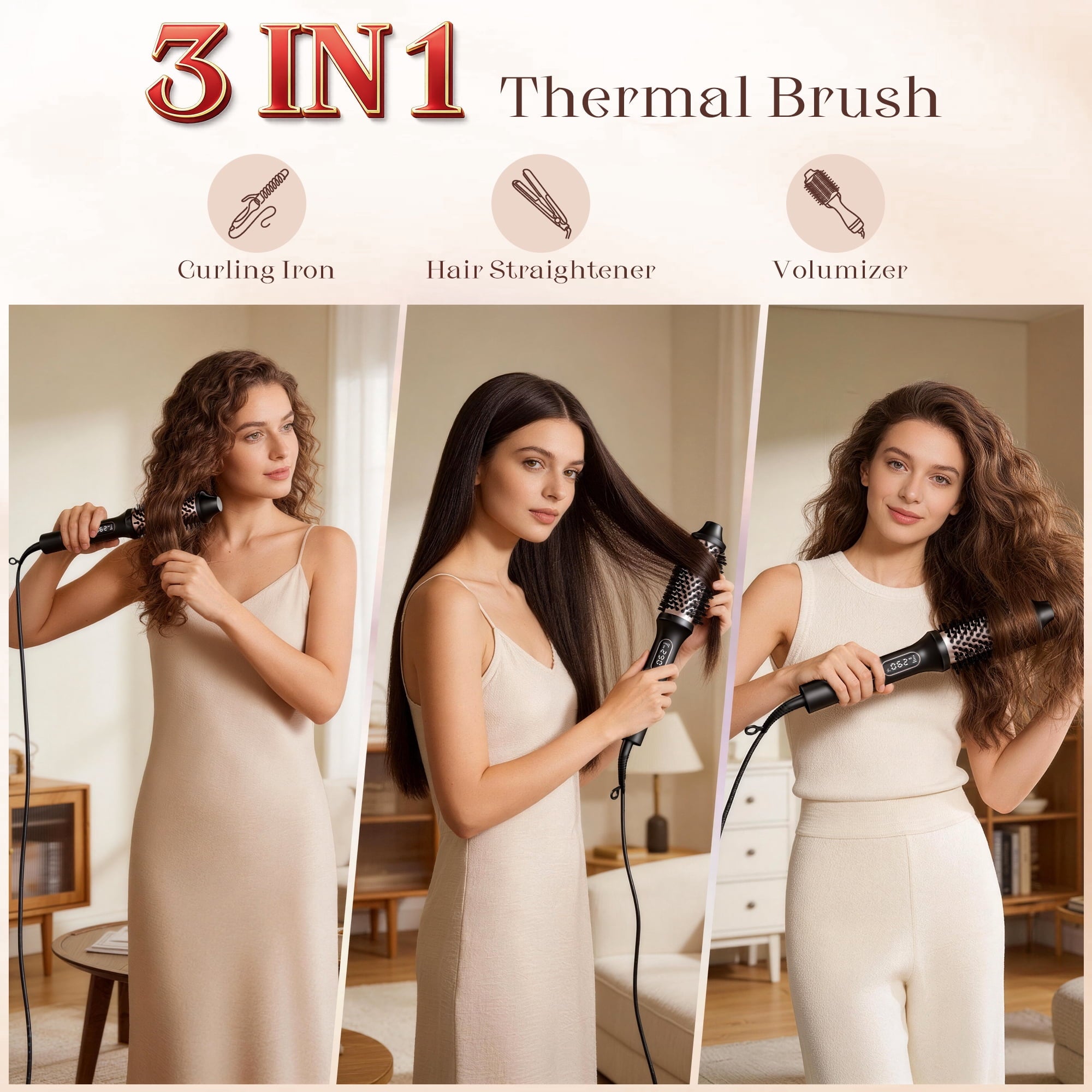 Curling Iron, Heated Round , 1.5 inch Electric Curl Wand, Curly Hair Dryer - Image 4