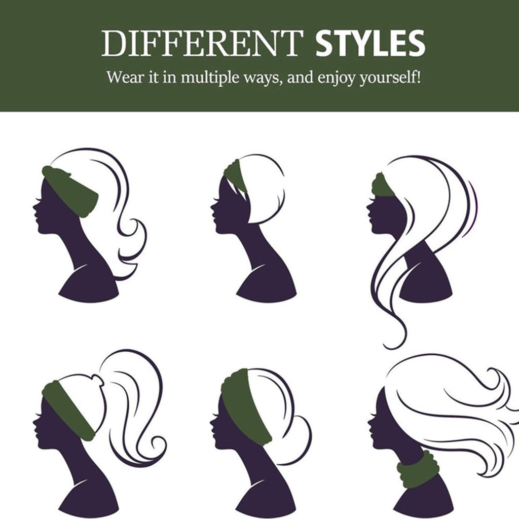 for Women African for Women Head Wraps 6 Pcs Scarf Knotted Black Stylish Head Wraps Wide Elastic Head Scarf for Women - Image 2