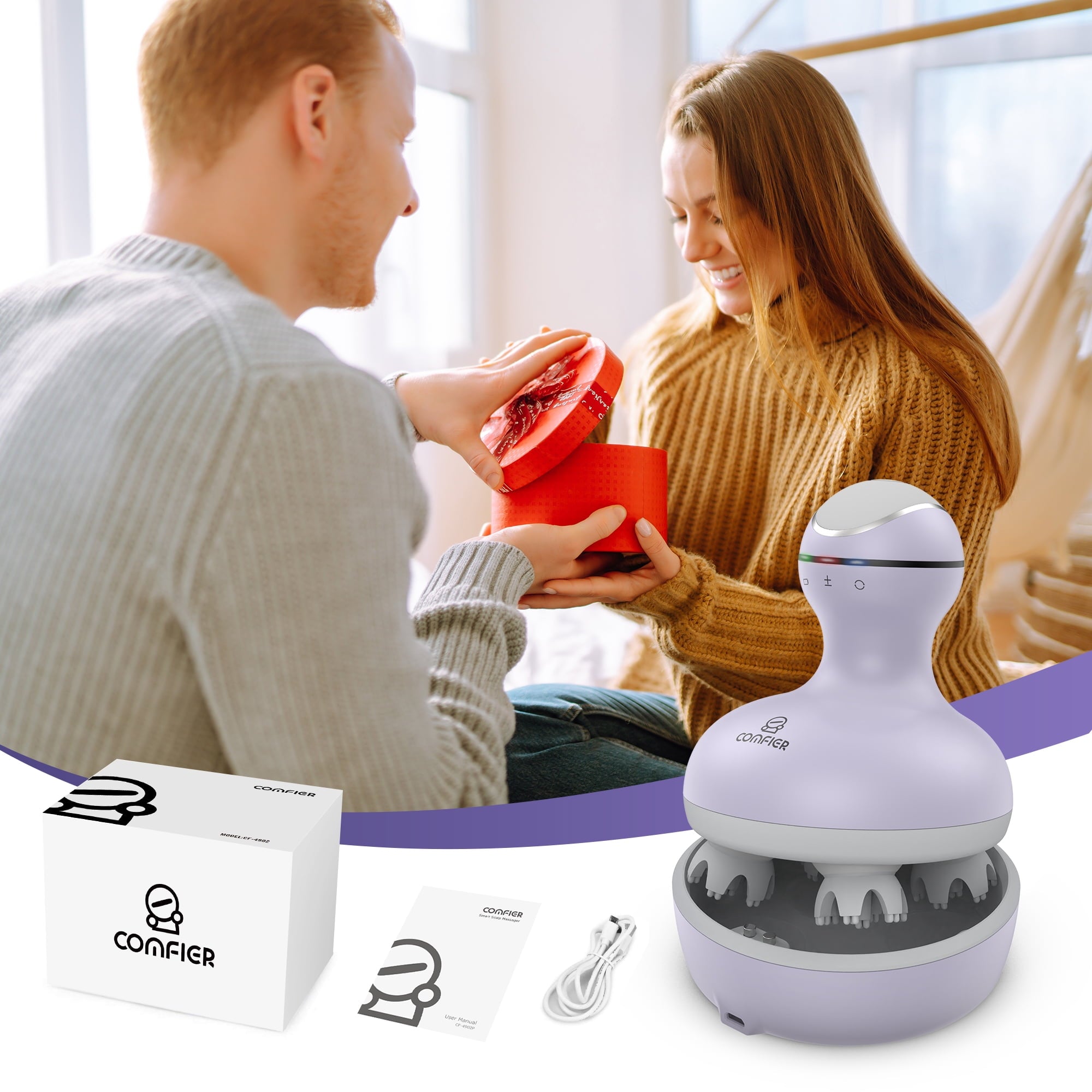 for Hair Growth,Cordless Smart Scalp for Stress Relief,Gifts for Mom,Dad,Lover - Image 5