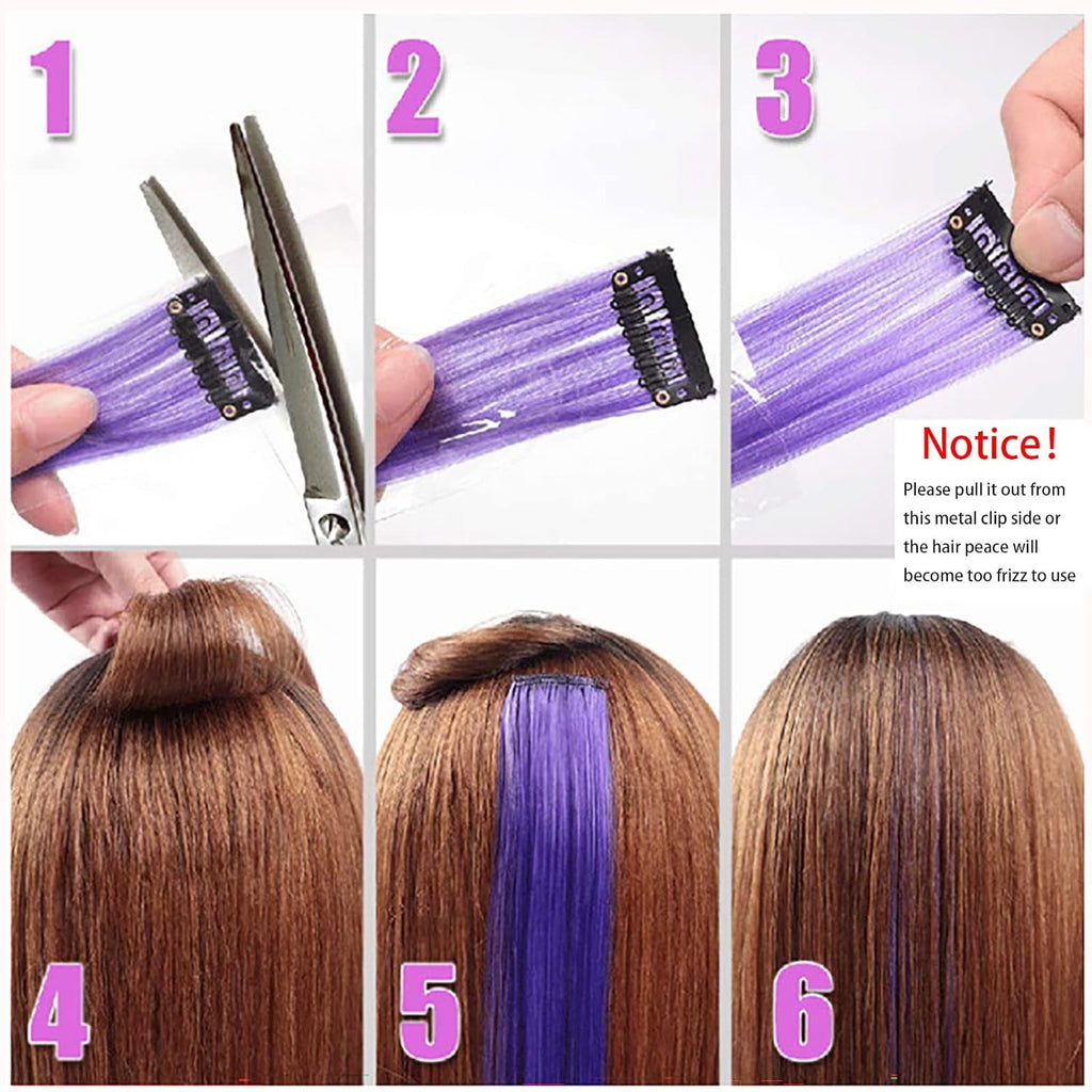 Hair Extension Clips 10pcs in Pure Red 20 Inch Straight Hair Synthetic Fiber Hairpieces for Party - Image 3