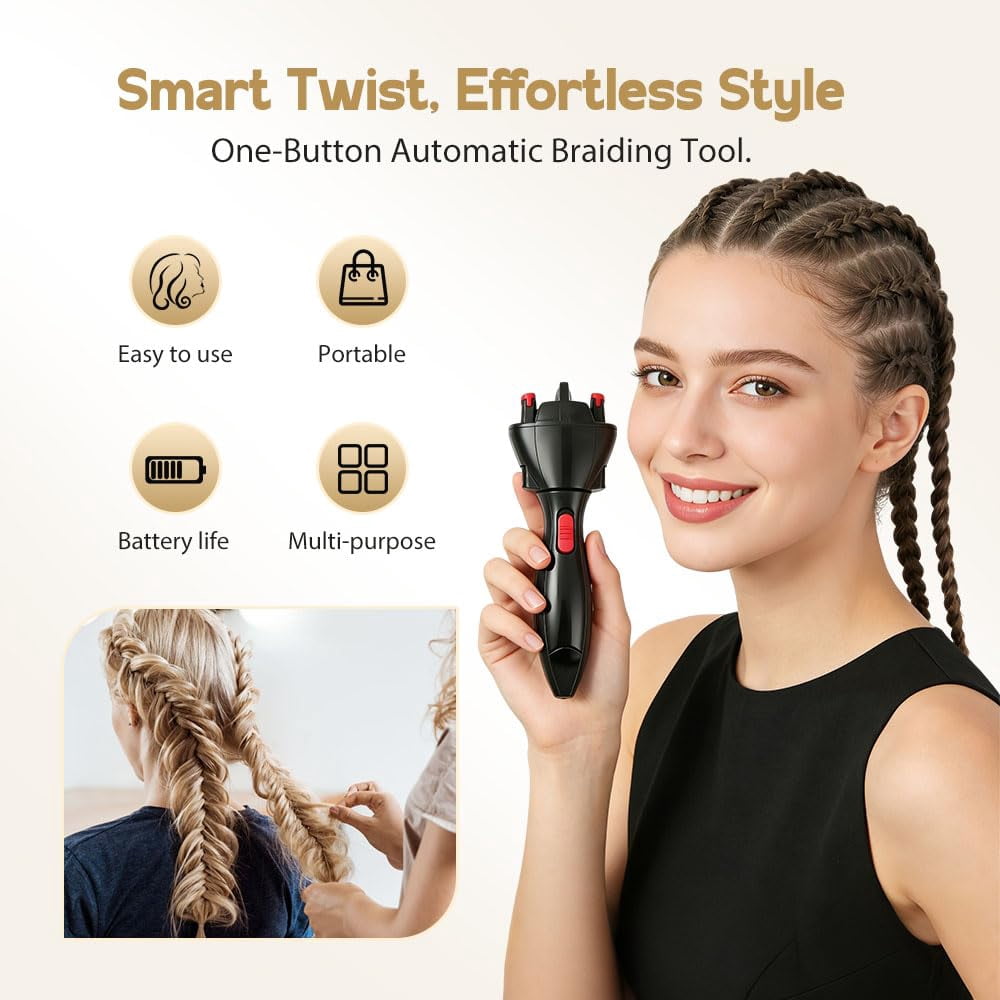 Automatic Hair Braider, Auto Smart DIY Hair Styling Tools, Electric Quick Twister and Braider Machine, Battery Powered for DIY Hair Tangling - Image 3