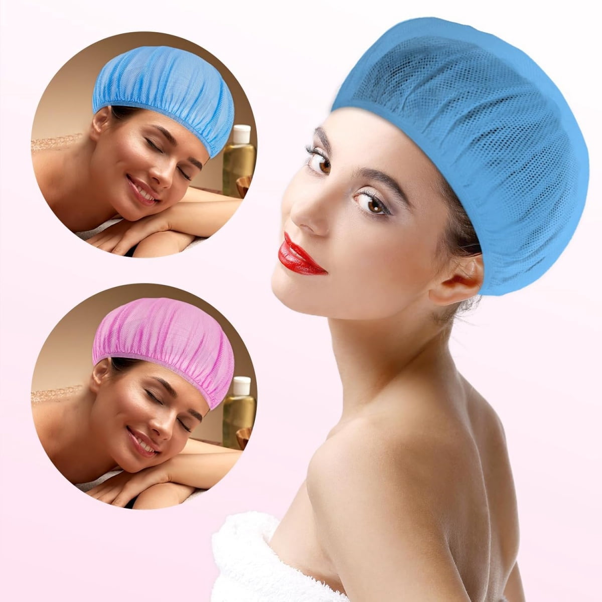 4 Pcs Mesh Sleep Bets,Breathable Shower Caps,Hair Nets Caps for Women,Reusable Multi-color Night Bets for Shower,Slee... - Image 3