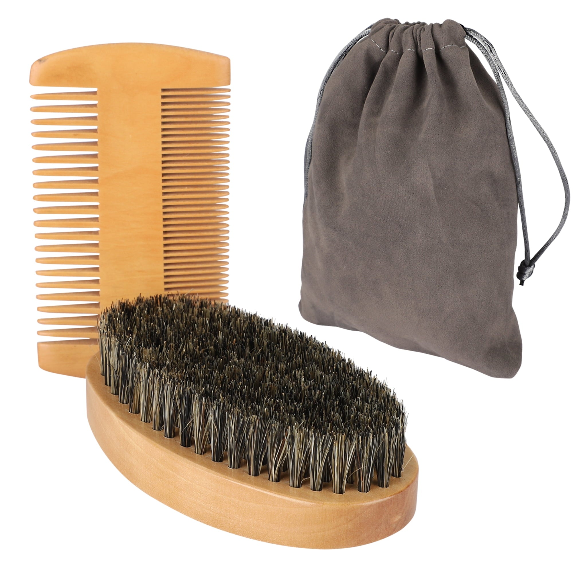 TSV Beard Brush and Mustache Comb Kit for Men, Boar Bristle Beard Brush, Wooden Grooming Comb, Bag Included - Image 6