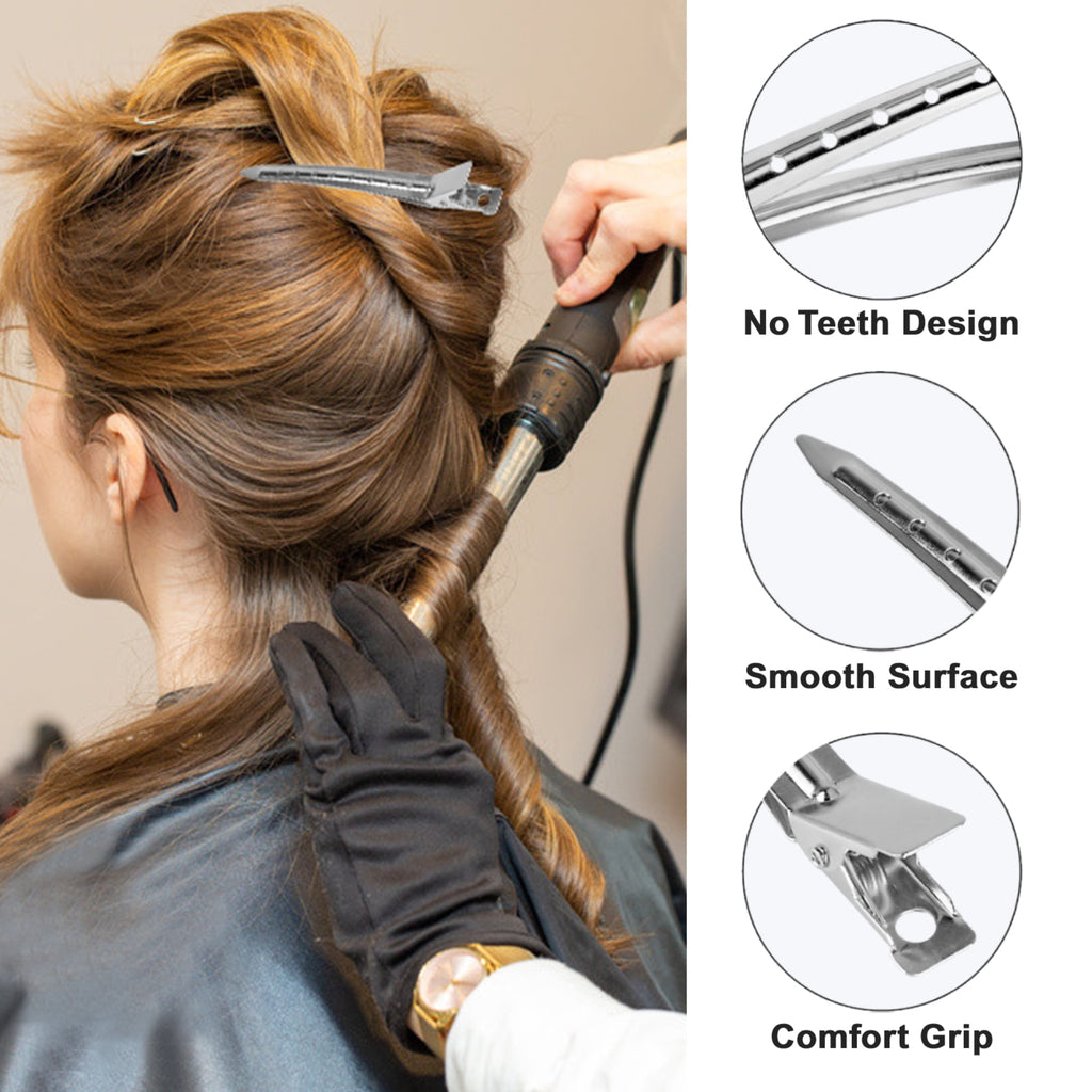 12pcs Clips, Silver Metal Sectioning Clips for Women Girls, Duck Bill Clips for Styling, 3.5'' - Image 2