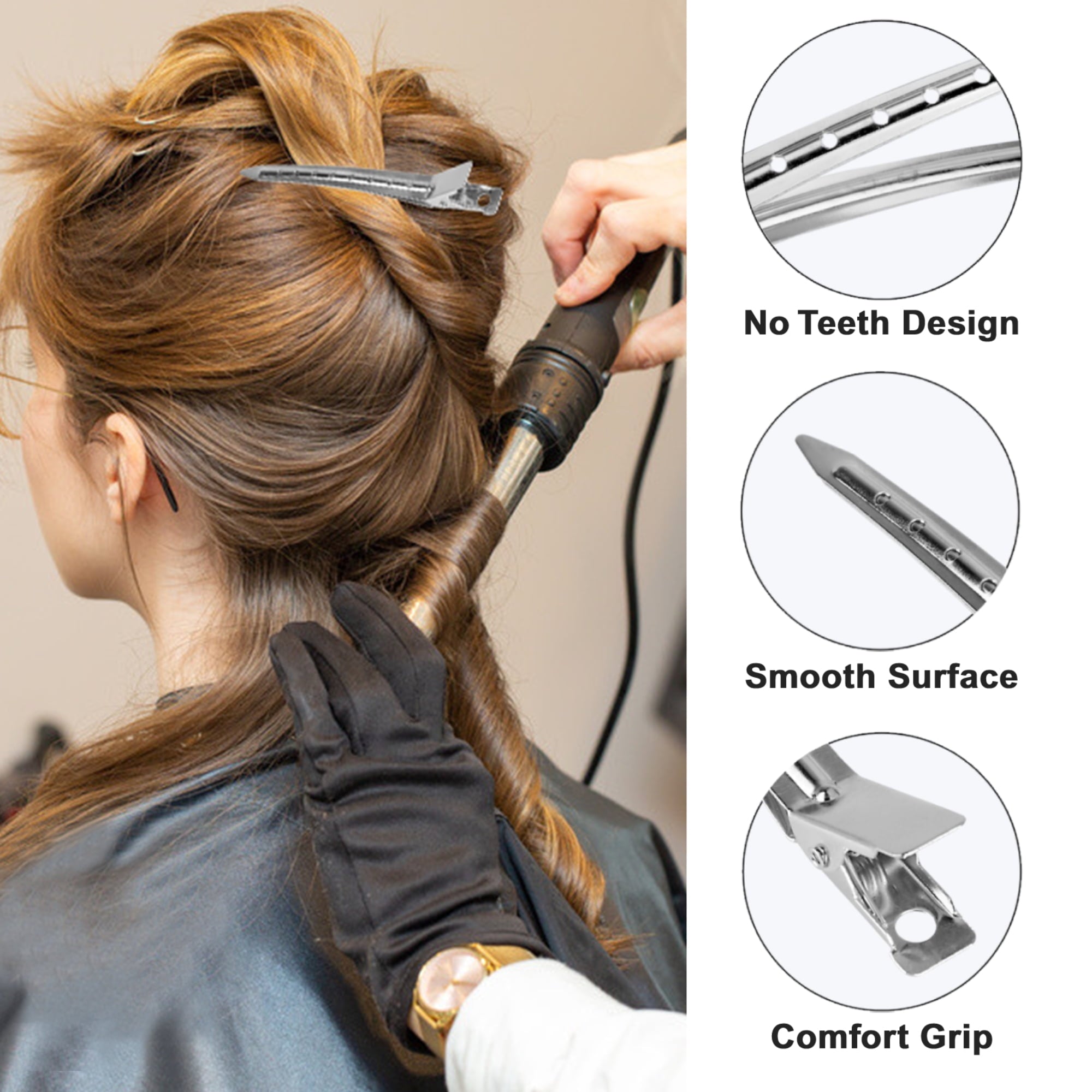 12pcs Clips, Silver Metal Sectioning Clips for Women Girls, Duck Bill Clips for Styling, 3.5'' - Image 2