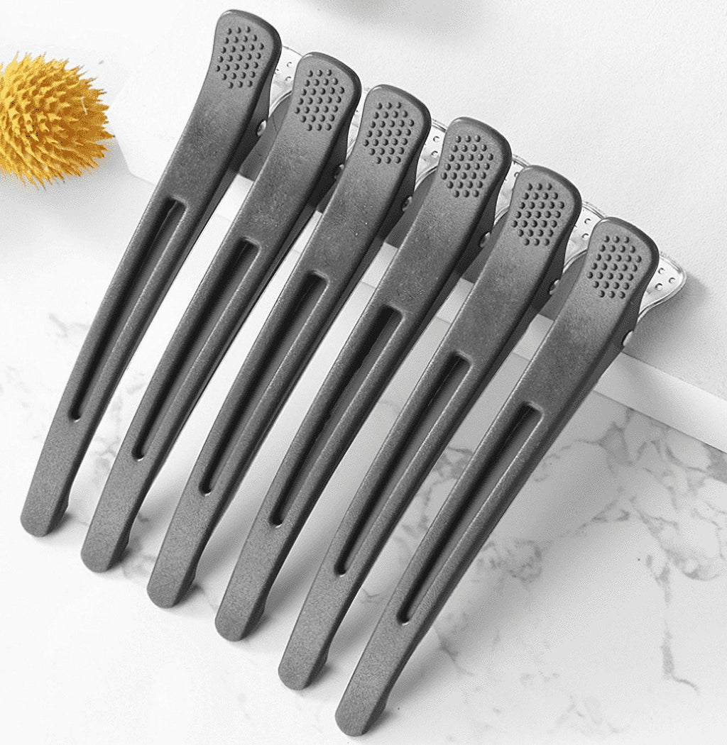 6pcs Professional Hair Clips for Styling Sectioning, Non Slip No-Trace Duck Billed Hair Clips with Silicone Band, Sal...