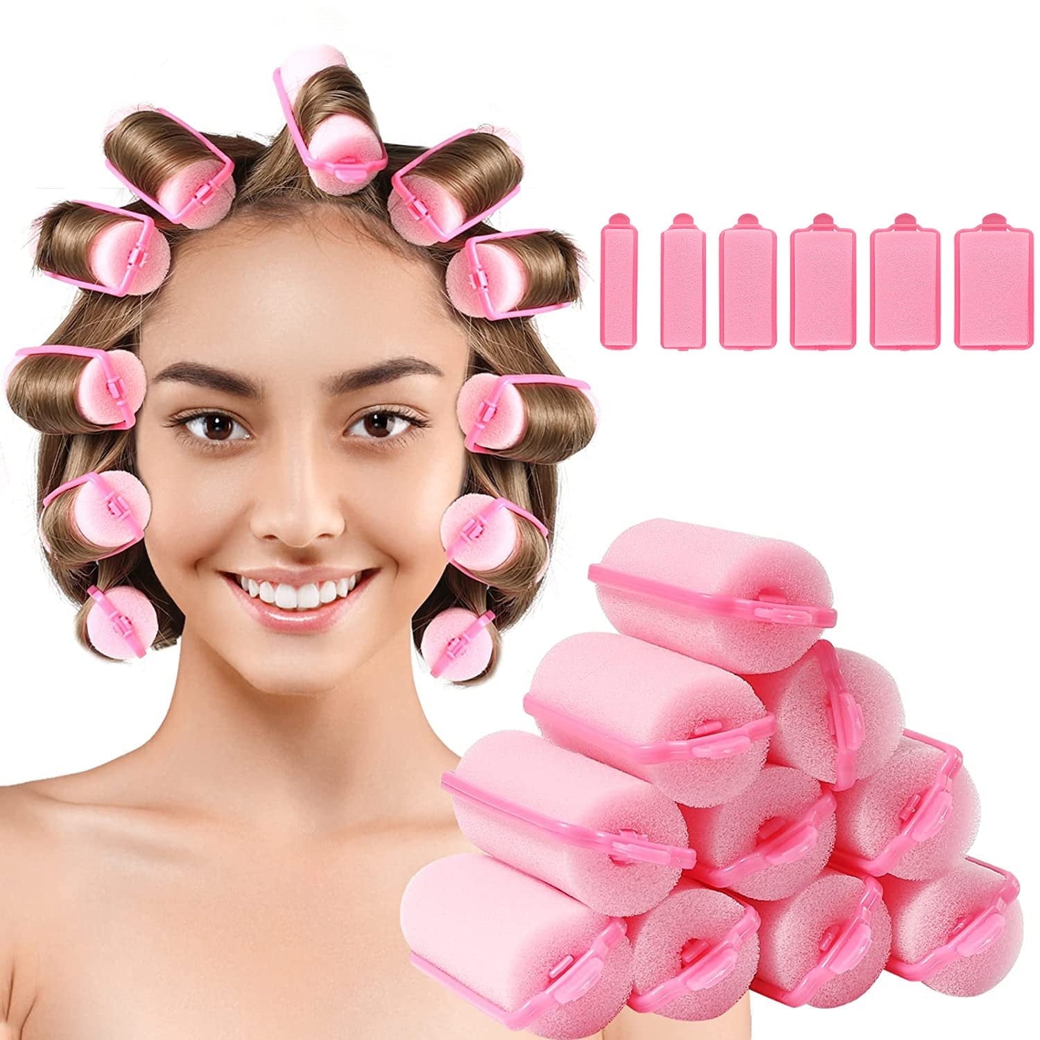 6pcs Rollers, Foam Roller Sleeping Curlers Flexible Styling Curlers Curlers for dressing Styling (4.0cm-Pink)