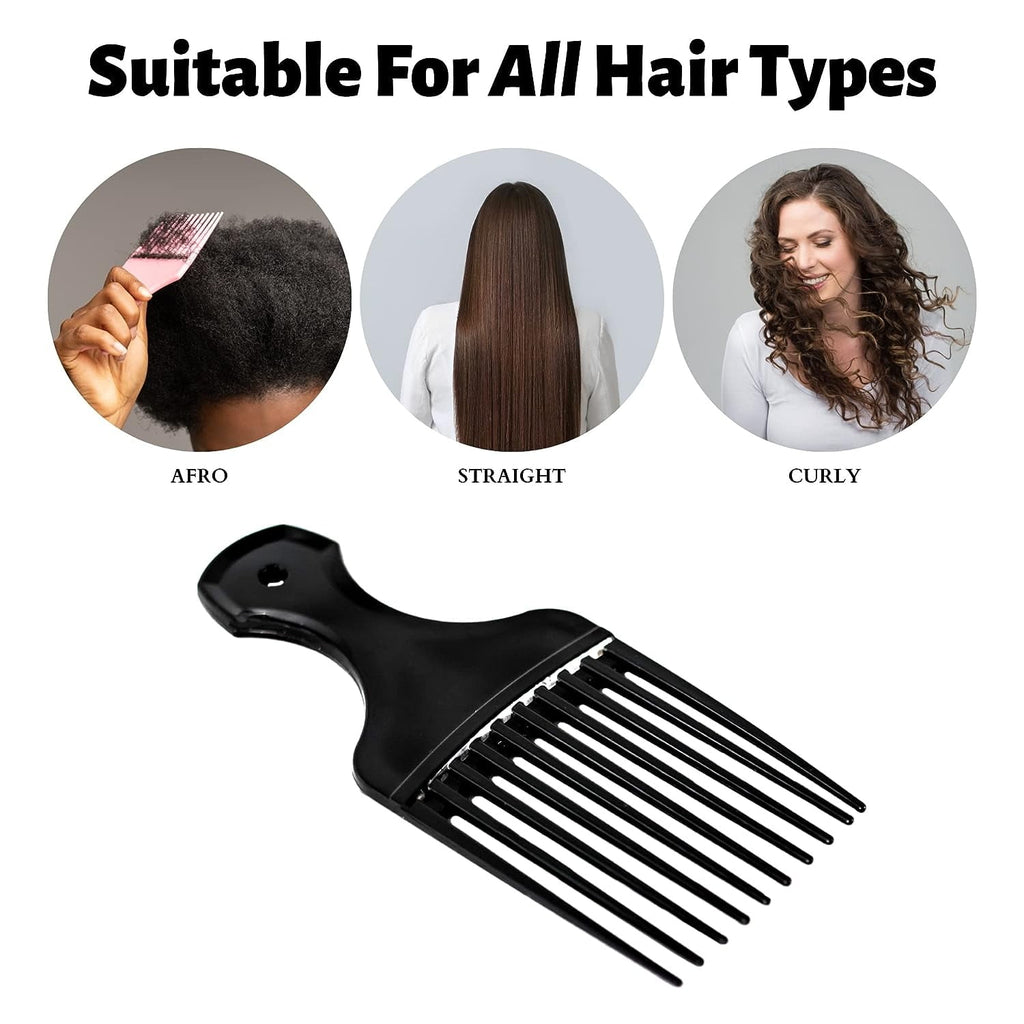 Plastic Hair Pick Comb Wide Tooth Afro Lift Picks - Pack of 10 Combs - 5.25 Inch - for Hair Styling Lifting Detanglin... - Image 3