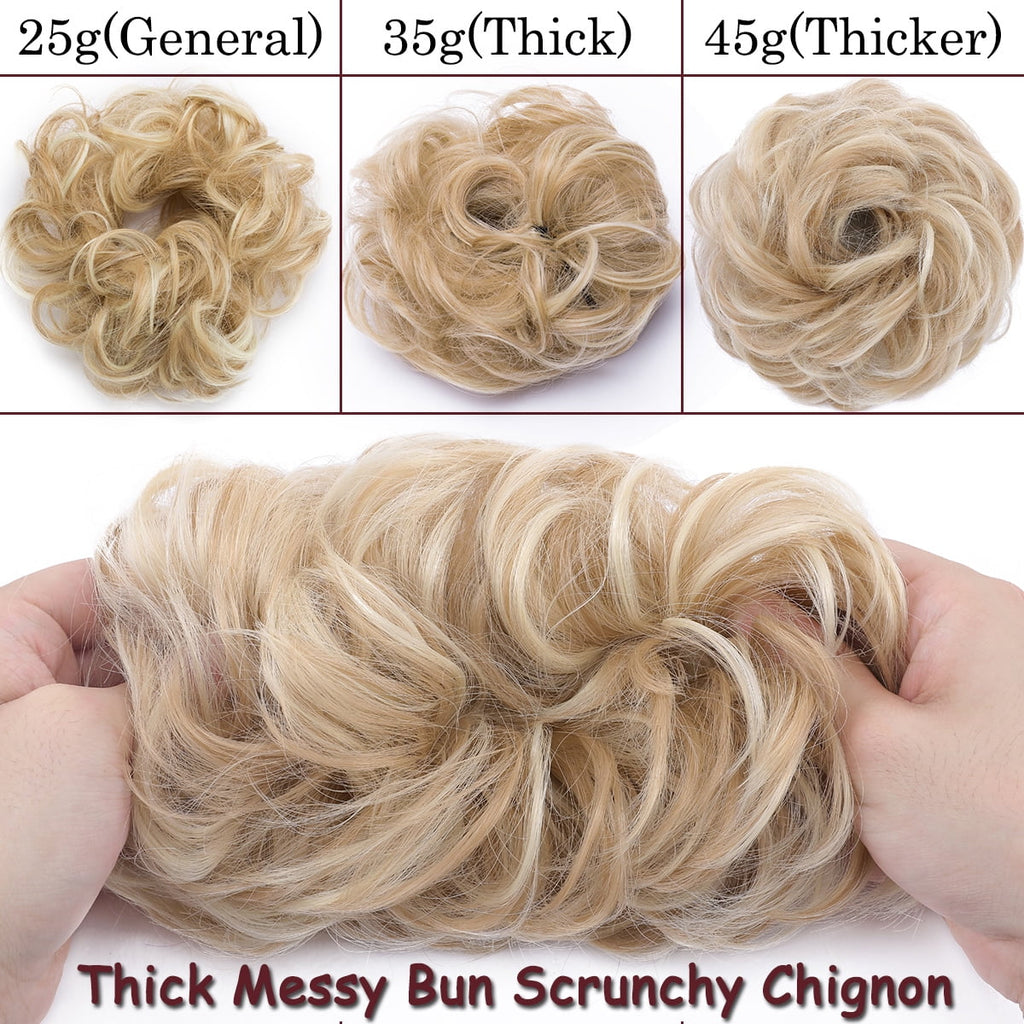 Scrunchies Hair Piece Hair Extensions Synthetic Hair Donut Updo Fake Ponytail Extensions For Women Red/Purple/Blue/Pi... - Image 4